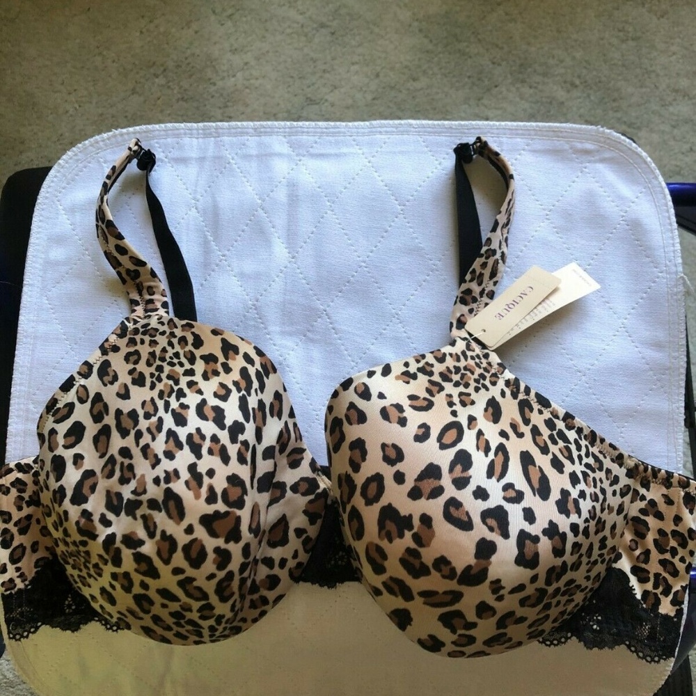 Cacique Leo Print 46C NWT Underwire Lace Trim
